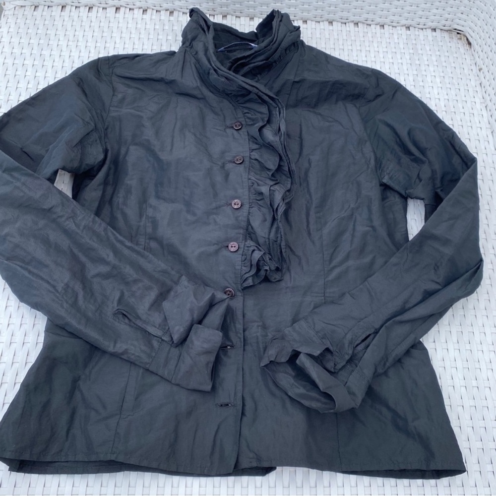 Silvia Tcherassi Charcoal Ruffled Blouse